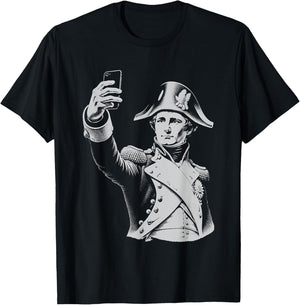 Funny Napoleon Bonaparte Taking a Selfie T-Shirt - T-Shirt | Black