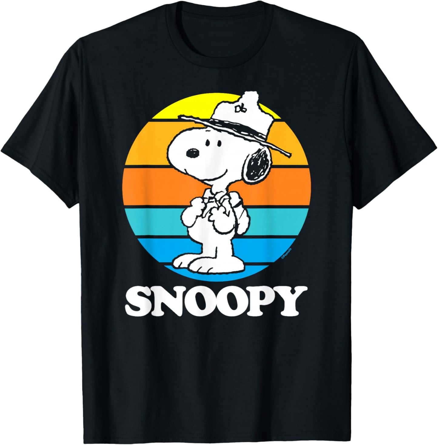 Peanuts - Snoopy Beagle Scout Sunset T-Shirt - T-Shirt | Black