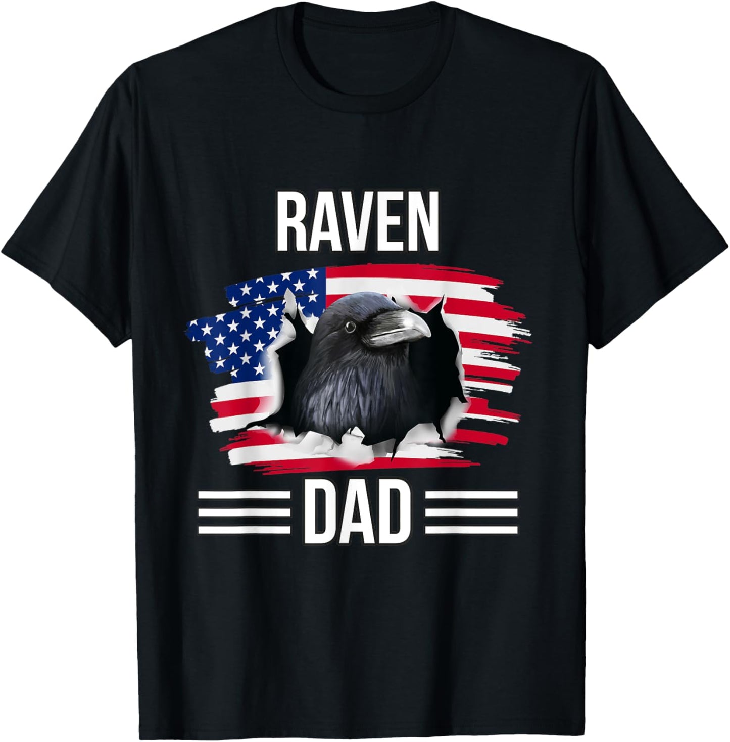 Bird US Flag 4th Of July Father's Day Raven Dad T-Shirt - T-Shirt | Black