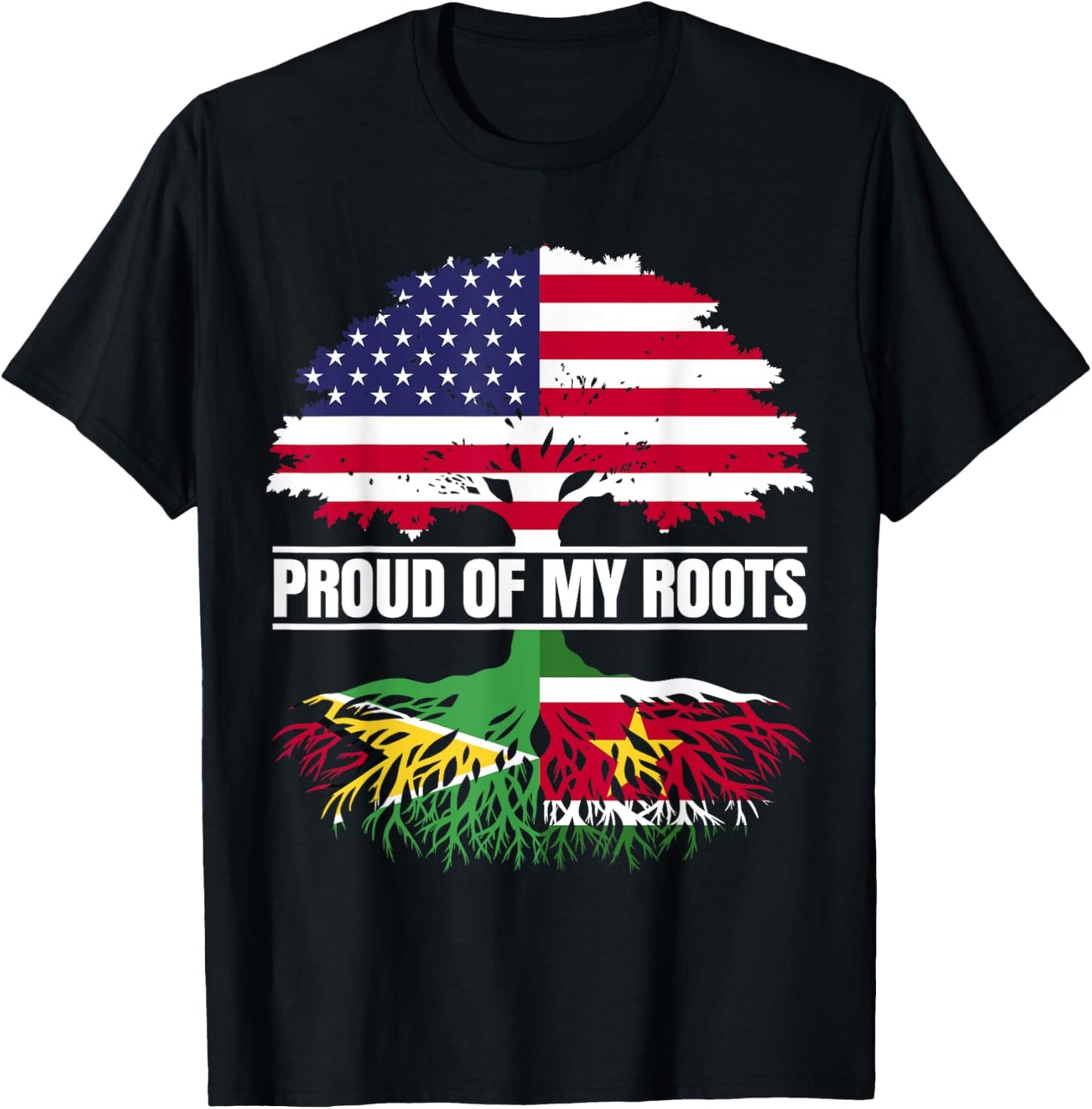 Guyana Suriname Mix Heritage Proud Roots Guyanese Surinamese T-Shirt - T-Shirt | Black