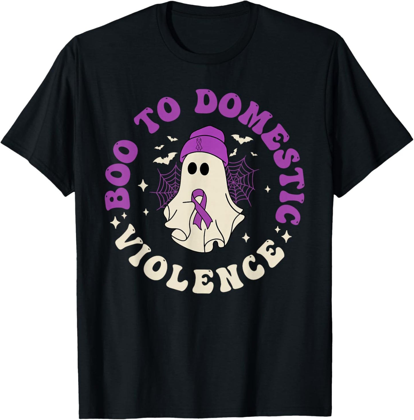 Boo To Domestic Violence Domestic Halloween Ghost Kids Boys T-Shirt - T-Shirt | Black