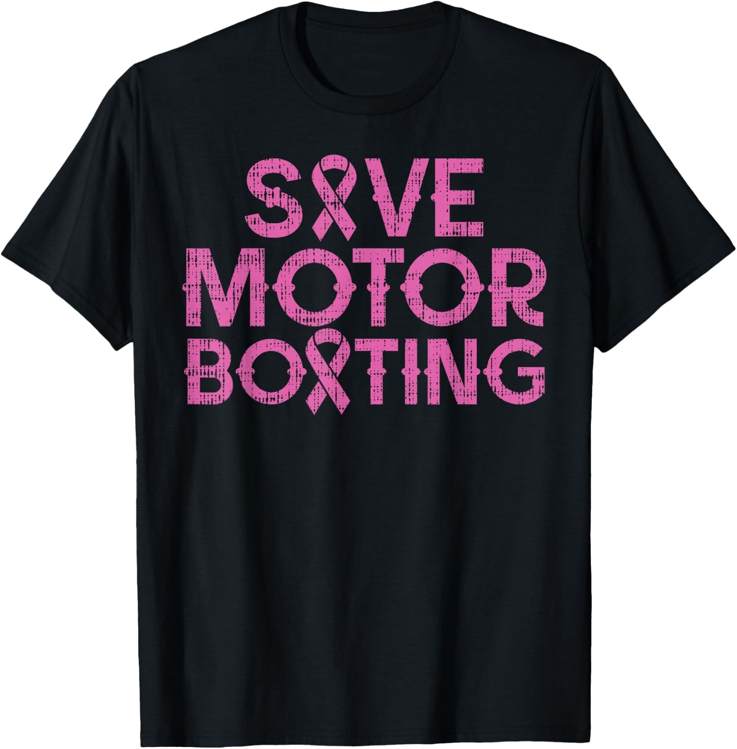 Save Motorboating Funny Breast Cancer Awareness Support Gift T-Shirt - T-Shirt | Black
