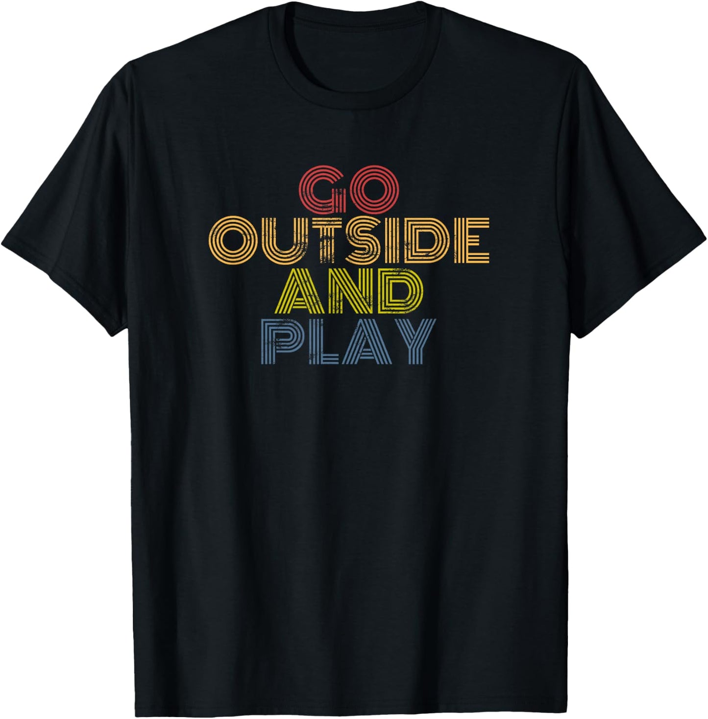 Go Outside And Play Retro Outdoors Summer Graphic T-Shirt - T-Shirt | Black