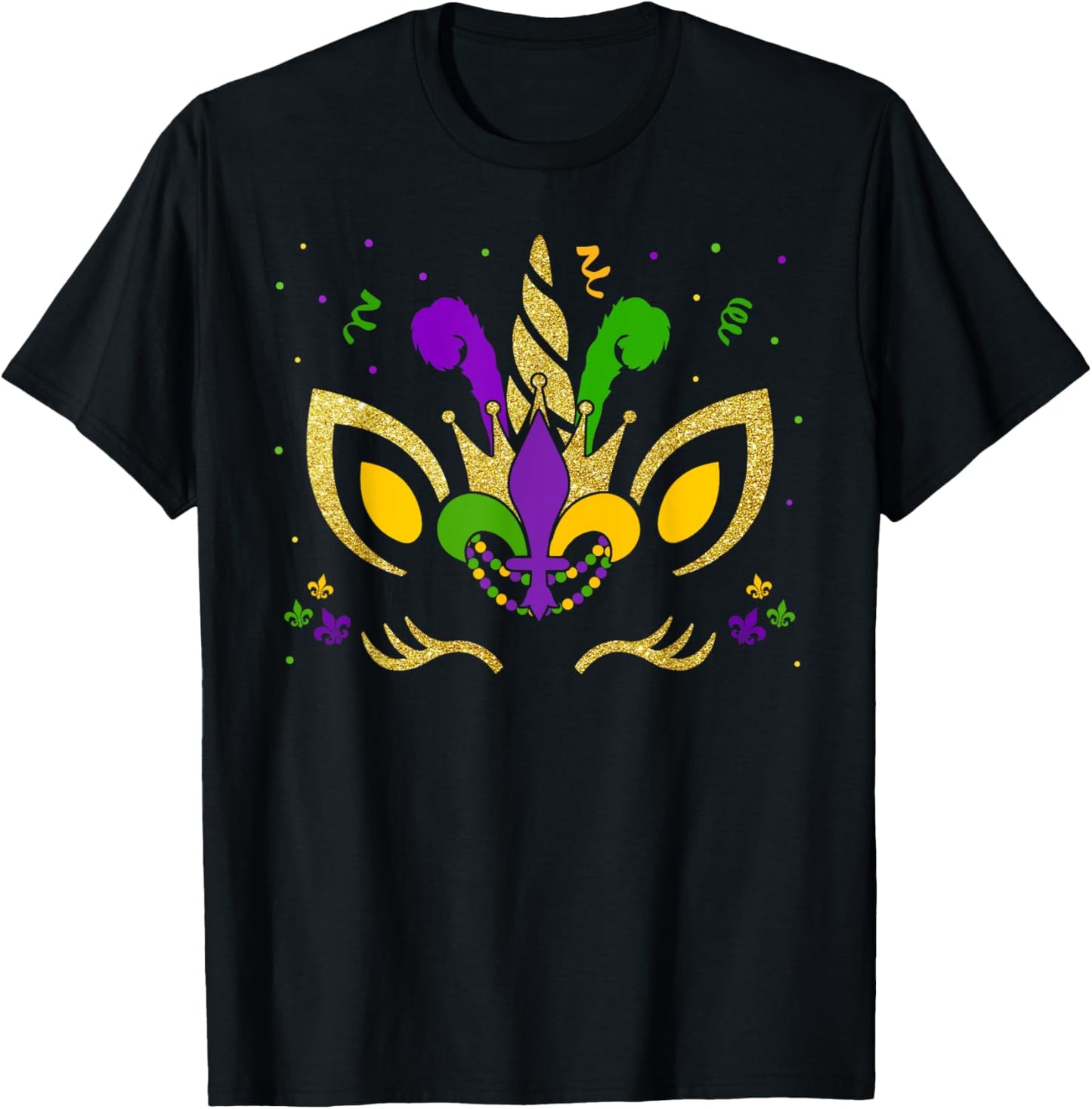 Mardi Gras Unicorn Party Costume Girl Kids Toddler T-Shirt - T-Shirt | Black