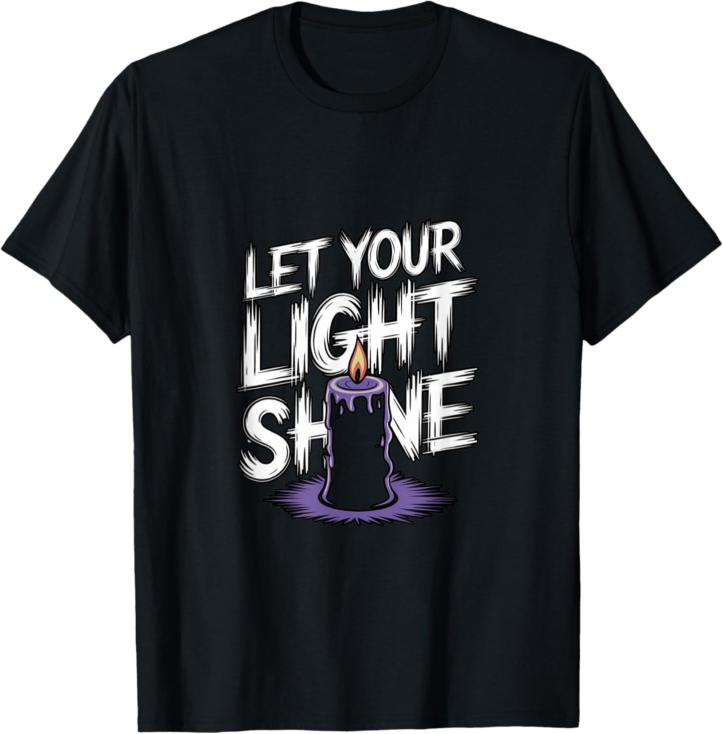 Let Your Light Shine Candle Christian Biblical Inspiration T-Shirt - T-Shirt | Black