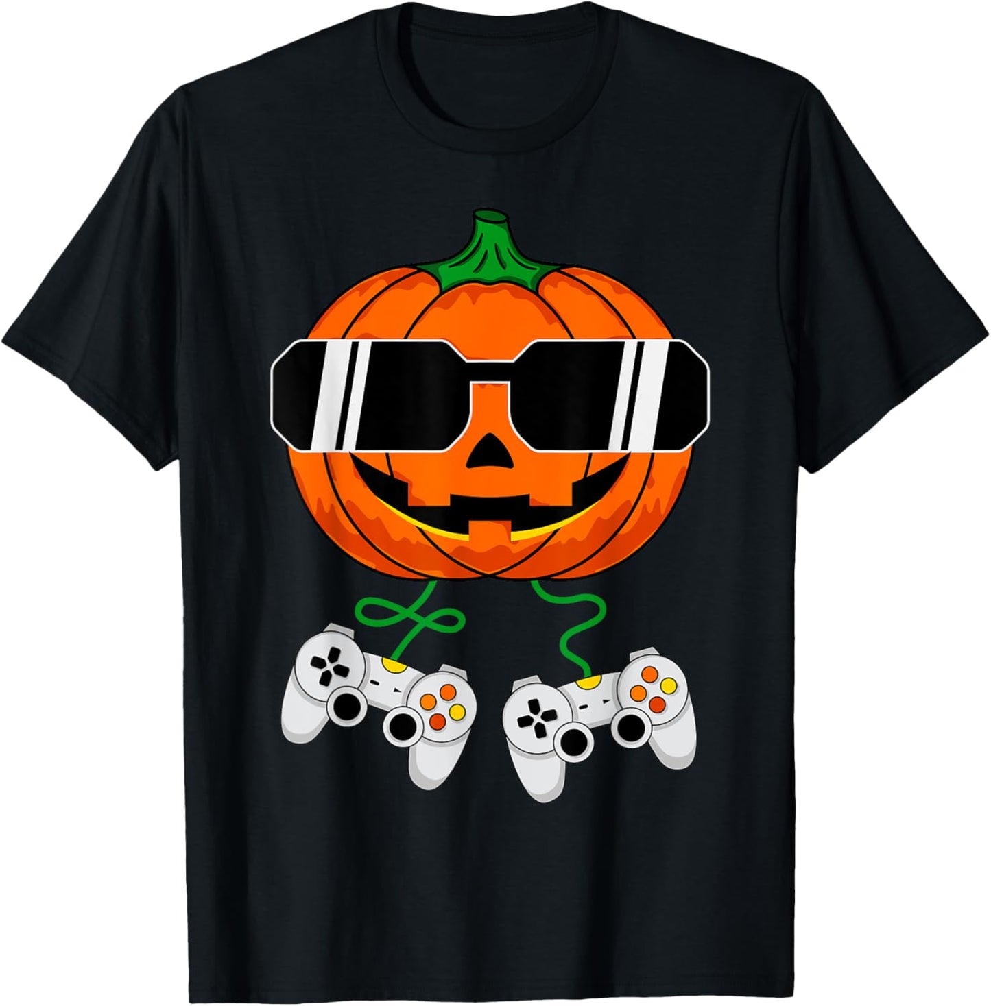Halloween Jack O Lantern Gamer Boys Kids Men Funny Halloween T-Shirt - T-Shirt | Black