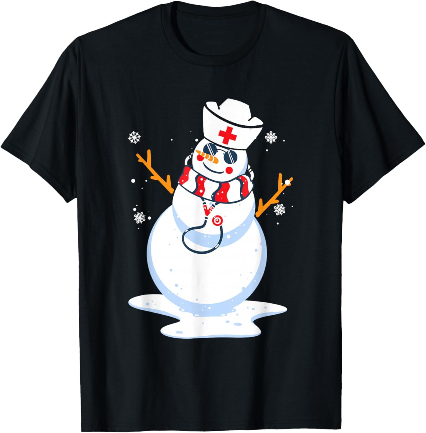 Nurse Snowman Nursing RN Registered Funny Christmas T-Shirt - T-Shirt | Black