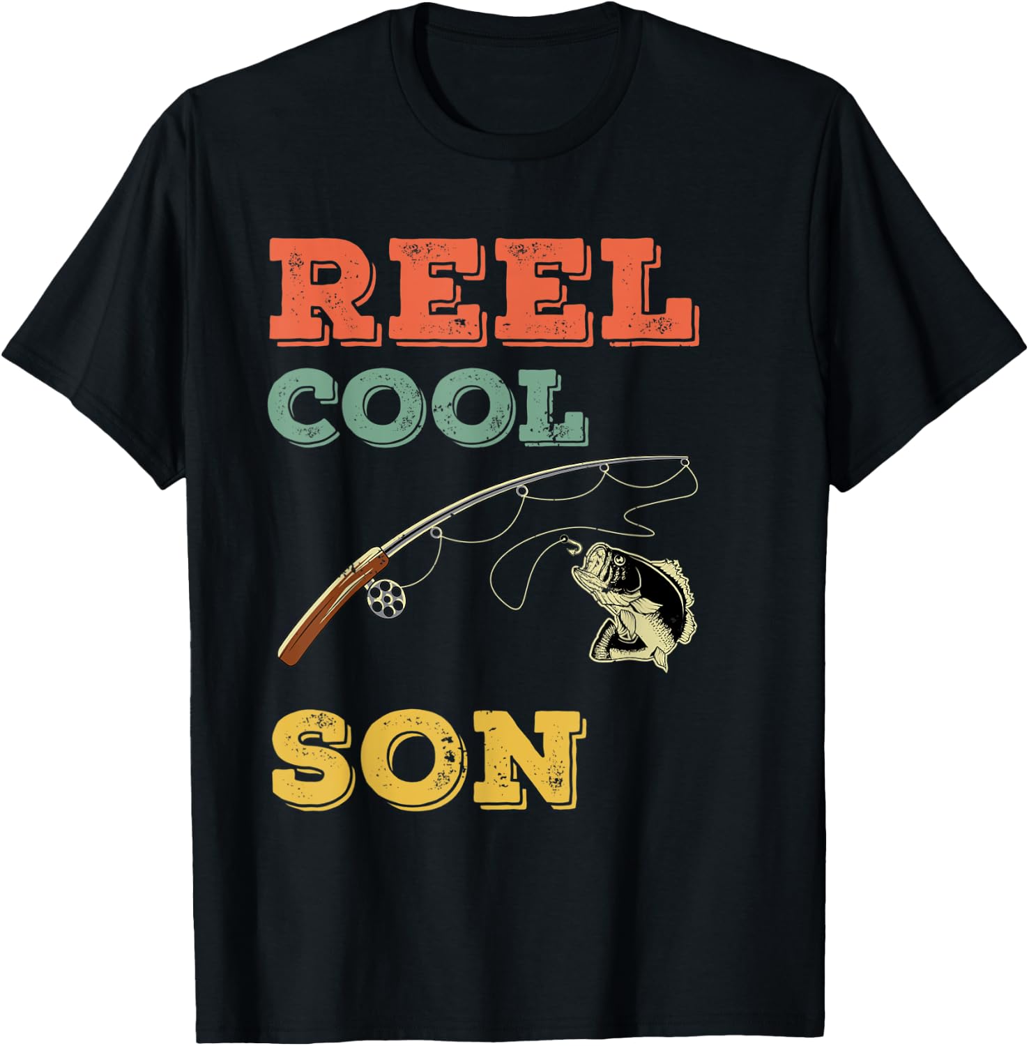Unique Bass Fish Reel Cool Son Fisherman Gift - Bass Fishing T-Shirt - T-Shirt | Black