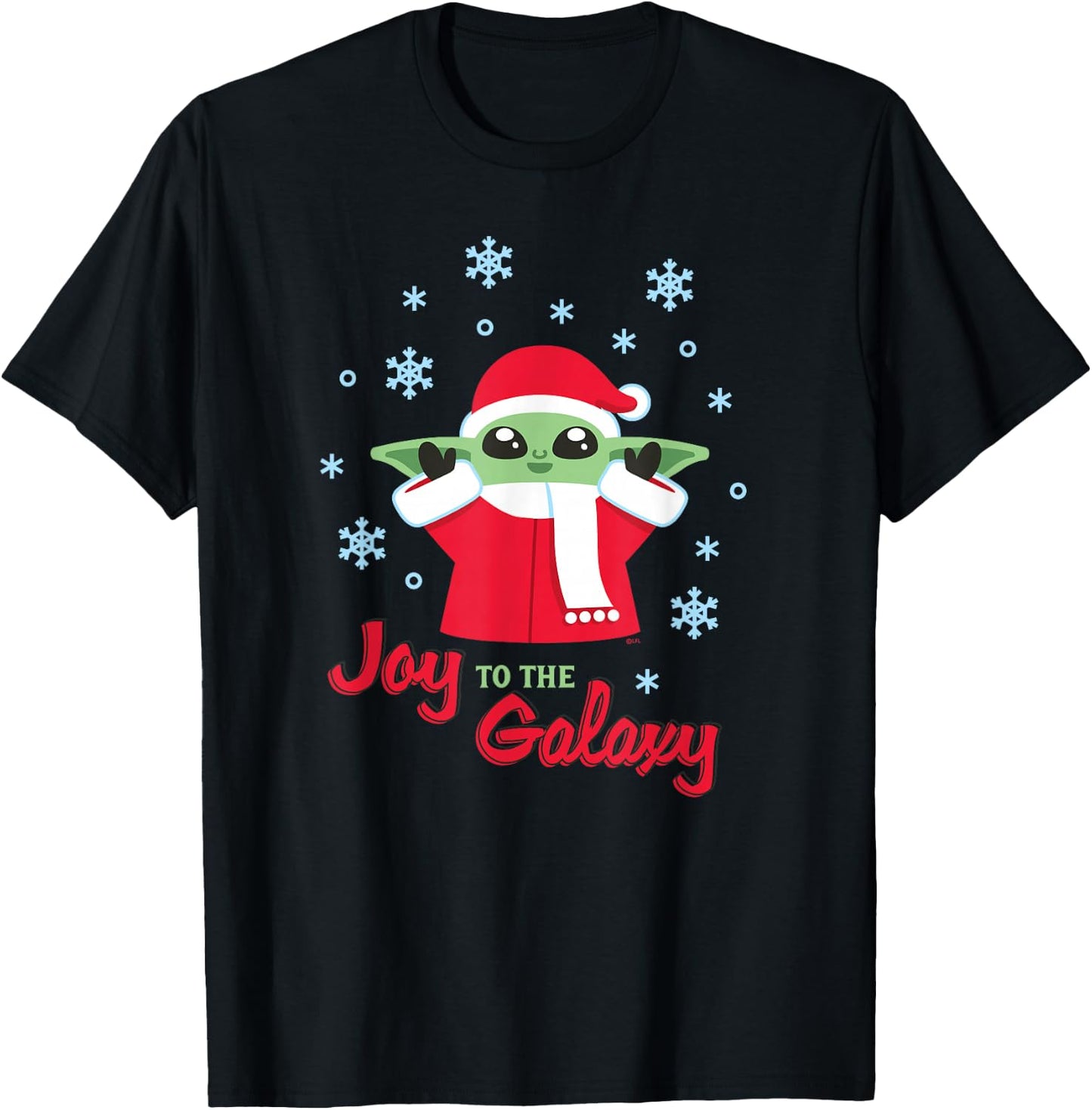 Star Wars The Mandalorian Grogu Joy to the Galaxy Holiday T-Shirt - T-Shirt | Black