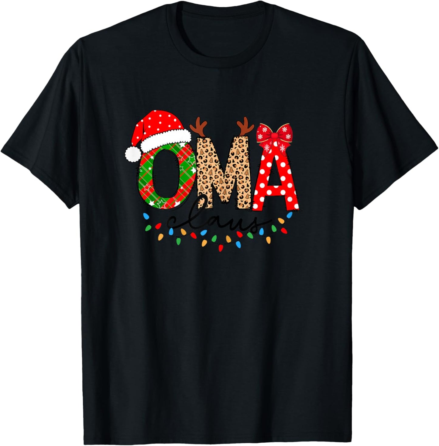 Oma Claus Merry Christmas For Oma Xmas Vibes Costume T-Shirt - T-Shirt | Black