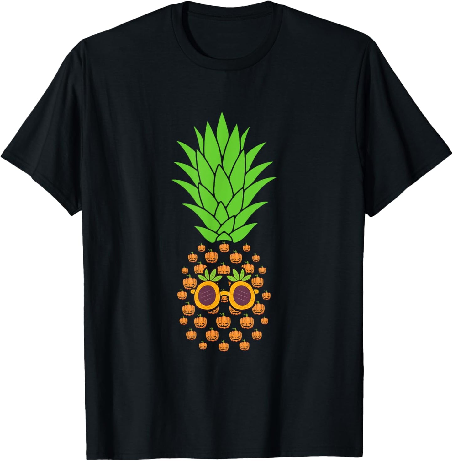 Funny Halloween Pineapple Pumpkin T-Shirt - T-Shirt | Black