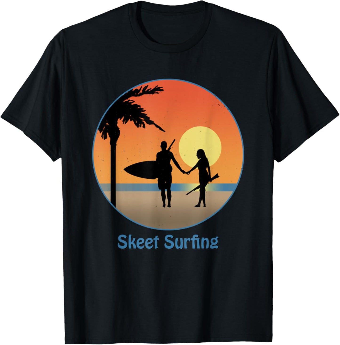 Skeet Surfing Top Secret Vintage Sunset Beach Women T-Shirt - T-Shirt | Black