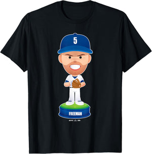 Freddie Freeman Los Angeles Baseball Bobblehead MLBPA T-Shirt - T-Shirt | Black