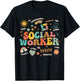 Retro Groovy Social Worker Graduation MSW Month Funny Work T-Shirt - T-Shirt | Black
