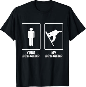 Winter Sport Snowboarder My Boyfriend Snowboard Snowboarding T-Shirt - T-Shirt | Black