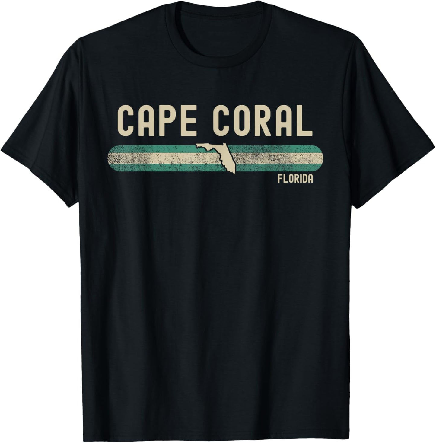 Cape Coral FL | Florida | Travel & 80s Style T-Shirt - T-Shirt | Black