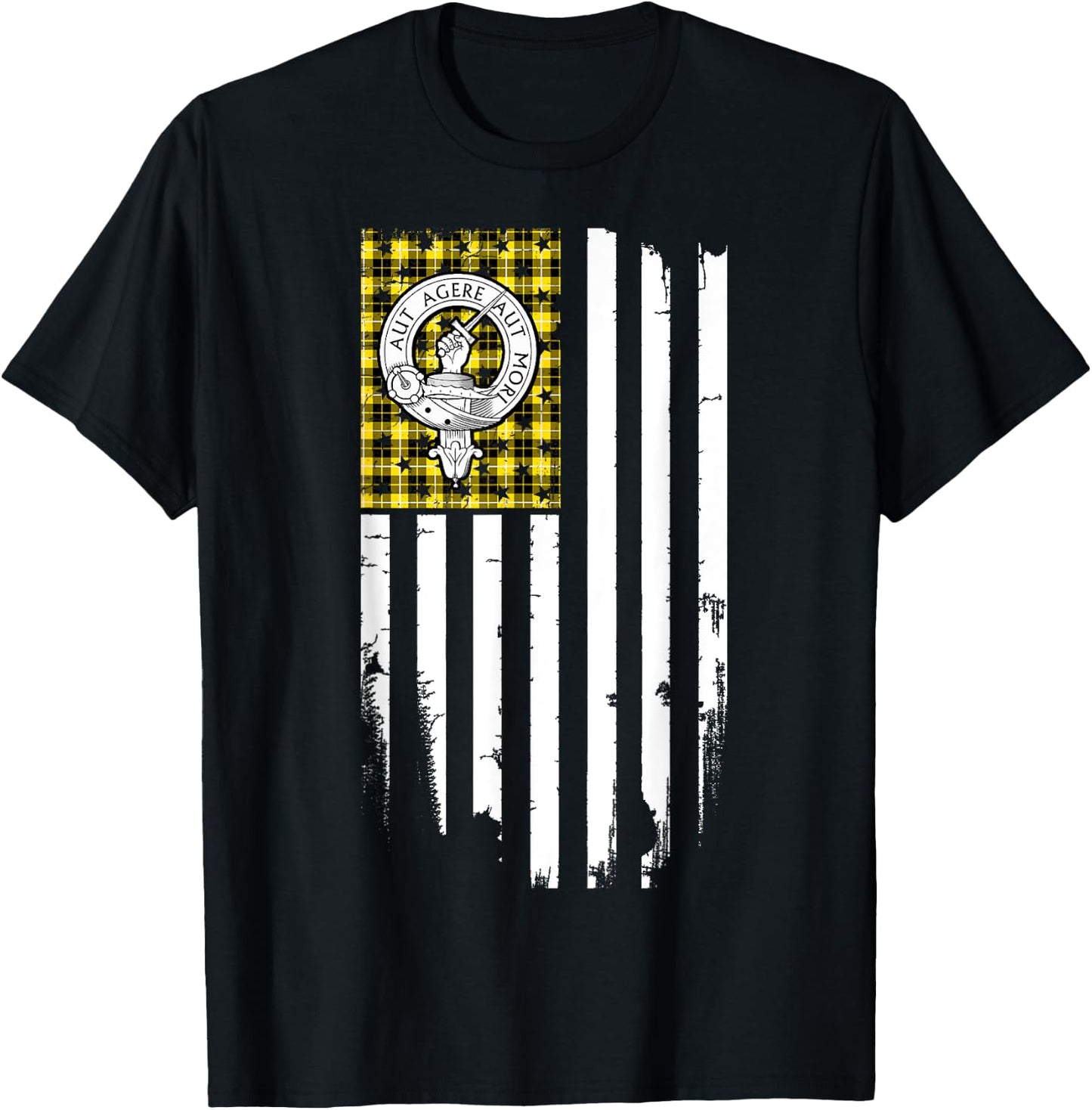 Scottish American Barclay Clan & Stripes Flag T-Shirt - T-Shirt | Black