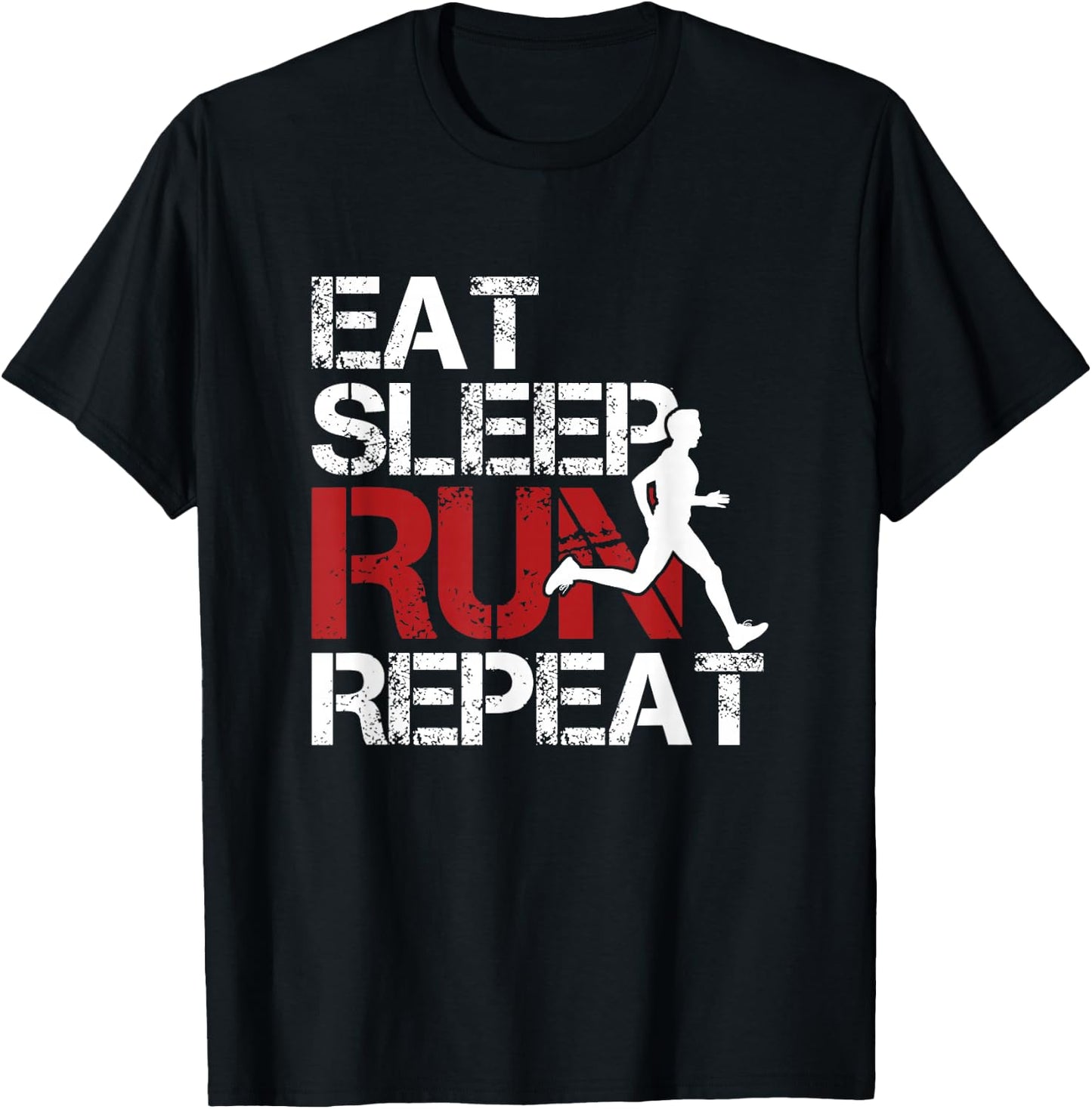 Eat Sleep Run Repeat Track & Field Running T-Shirt - T-Shirt | Black