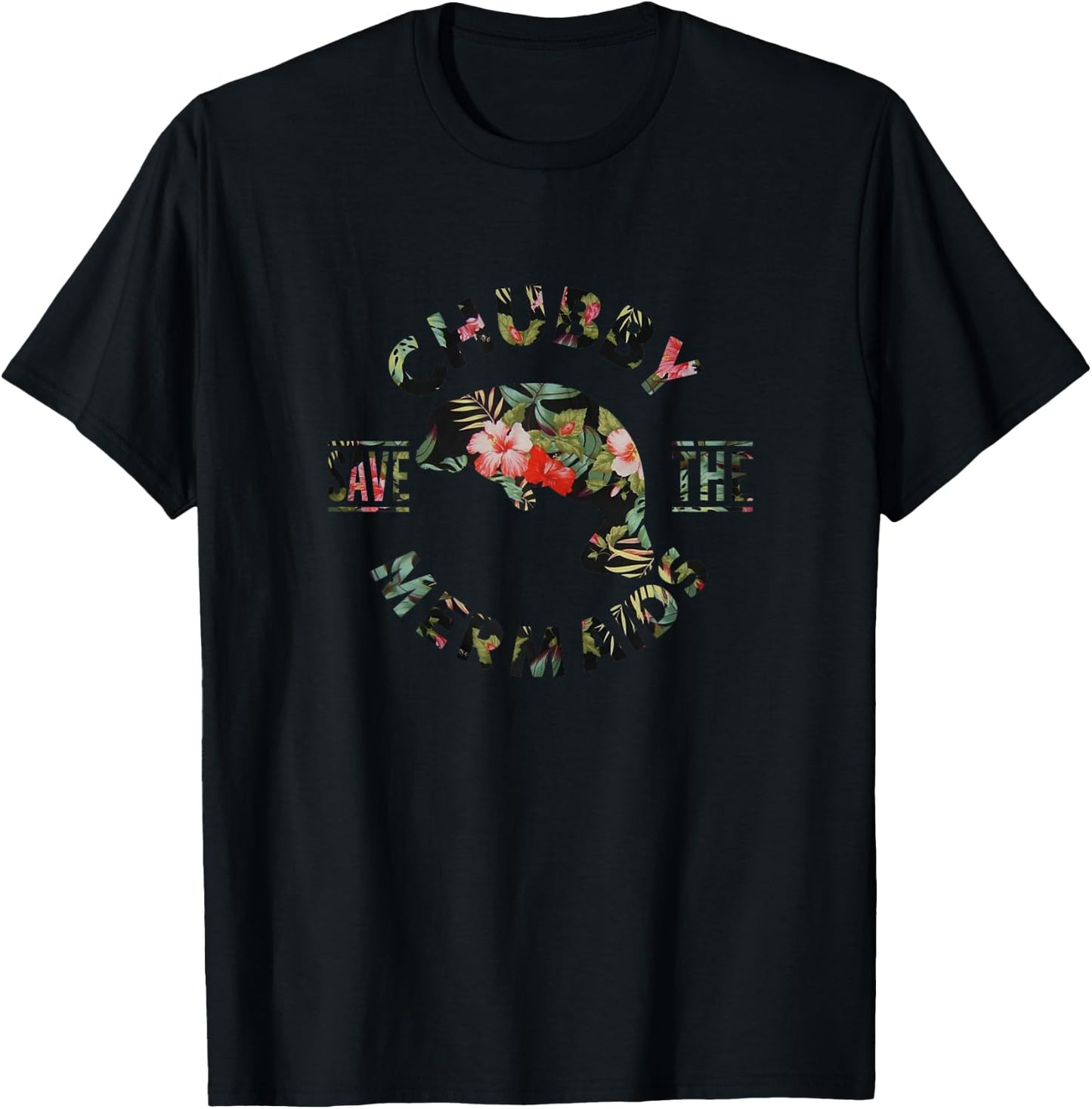 Save The Chubby Mermaids Manatees Lovers Protect Animal T-Shirt - T-Shirt | Black