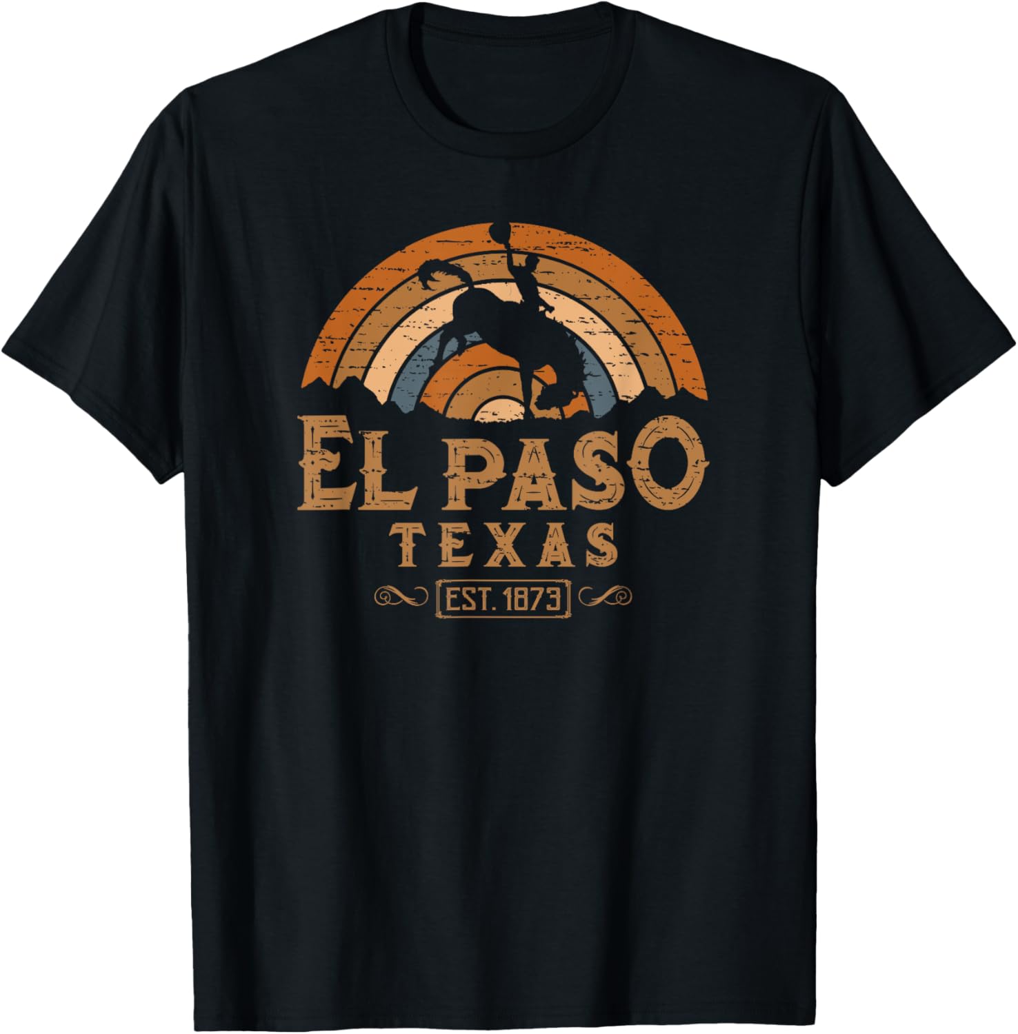El Paso Texas TX Retro Style Rodeo Cowboy T-Shirt - T-Shirt | Black
