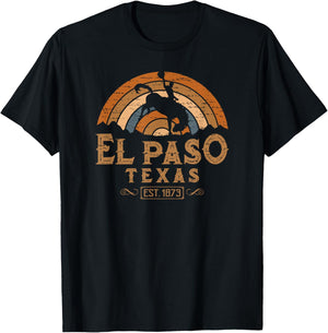 El Paso Texas TX Retro Style Rodeo Cowboy T-Shirt - T-Shirt | Black
