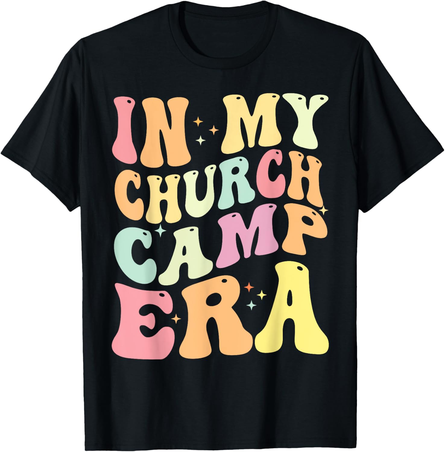 In My Church Camp Era Funny Groovy Summer Camping T-Shirt - T-Shirt | Black