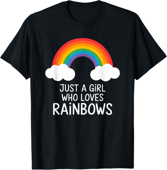 Just a Girl Who Loves Rainbows Cute Groovy Spring Summer T-Shirt - T-Shirt | Black