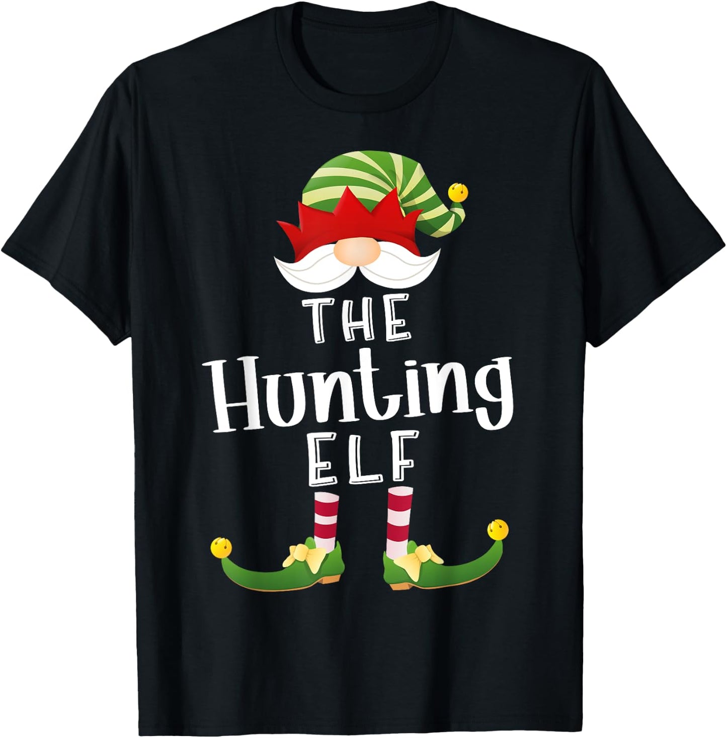 Hunting Elf Group Christmas Funny Pajama Party T-Shirt - T-Shirt | Black