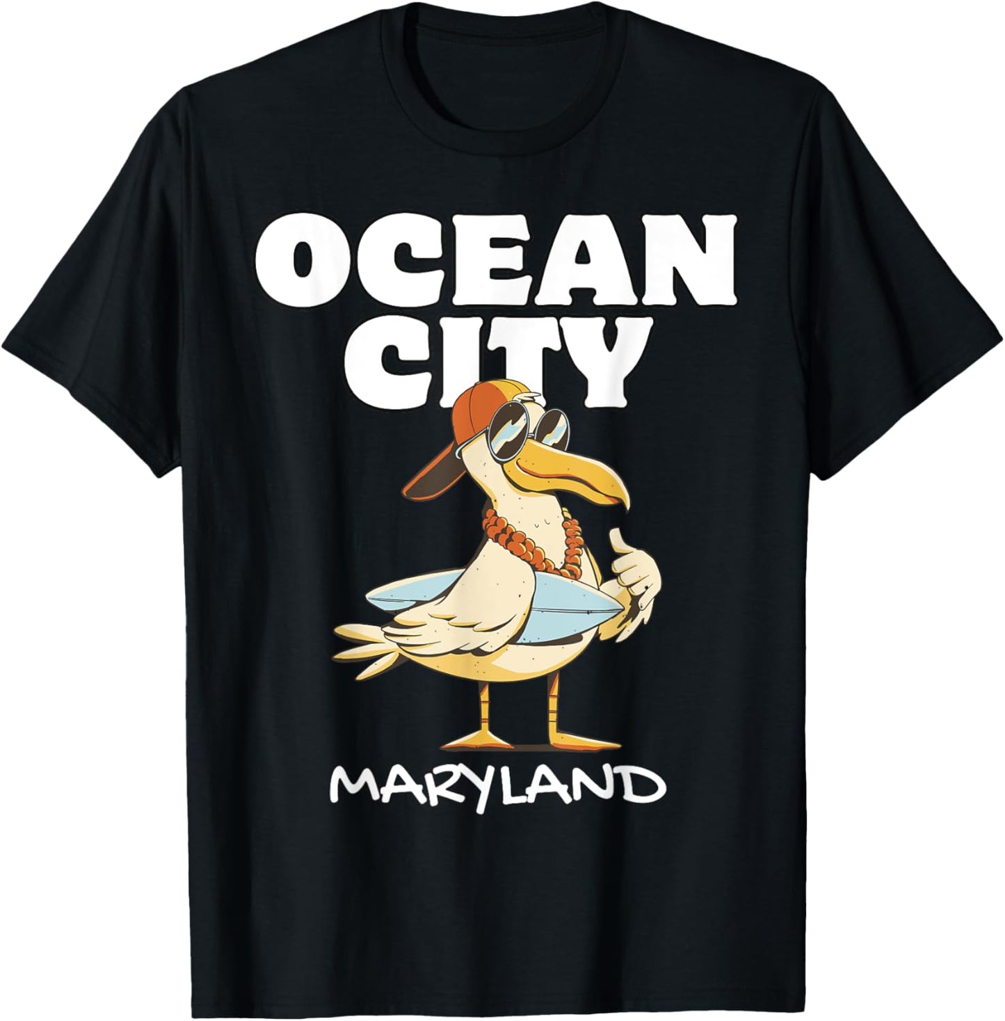 OCEAN CITY MARYLAND Surf Vacation Sunset Surfing Travel T-Shirt - T-Shirt | Black