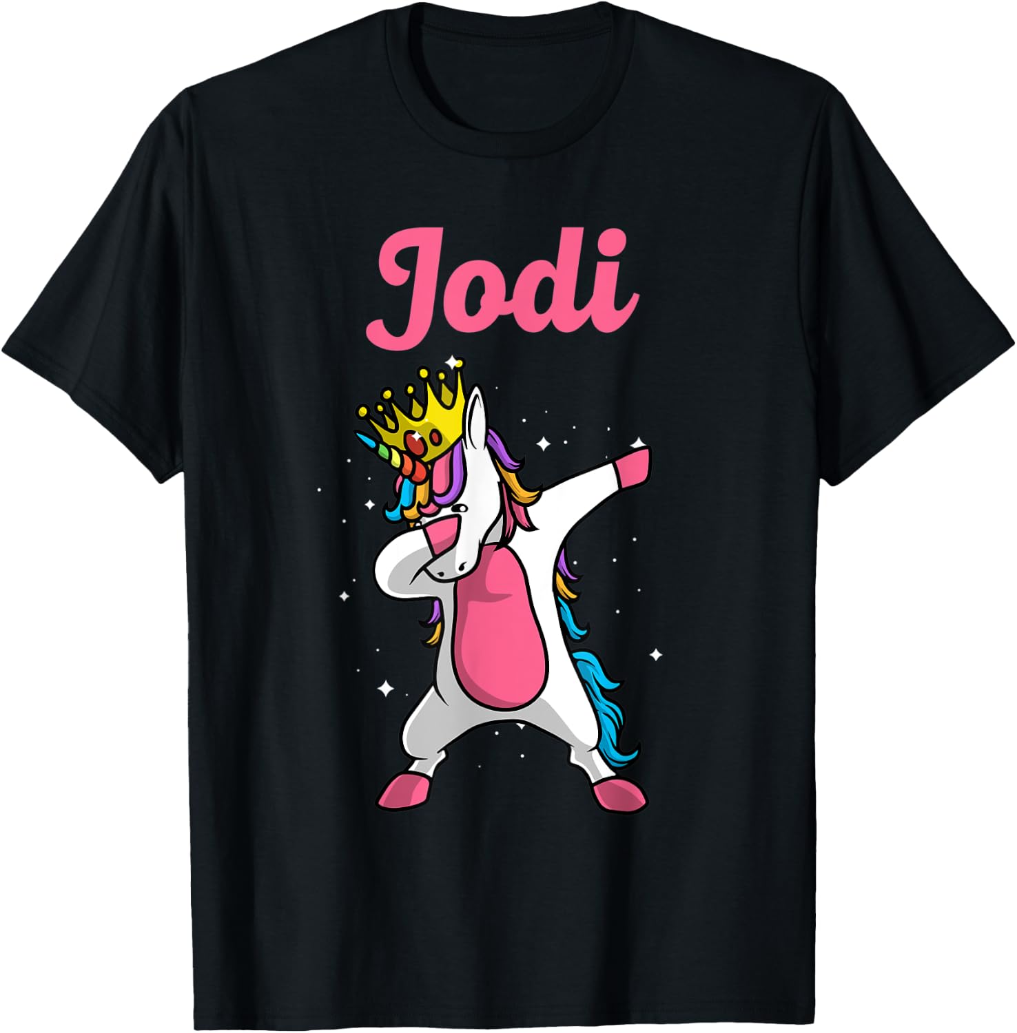 JODI Gift Name Personalized Birthday Dabbing Unicorn Queen T-Shirt - T-Shirt | Black