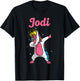 JODI Gift Name Personalized Birthday Dabbing Unicorn Queen T-Shirt - T-Shirt | Black