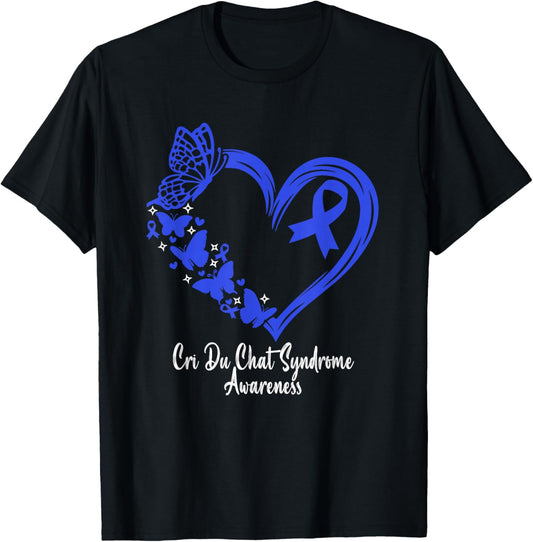 Cri Du Chat Syndrome Awareness Heart Cri Du Chat Syndrome T-Shirt - T-Shirt | Black