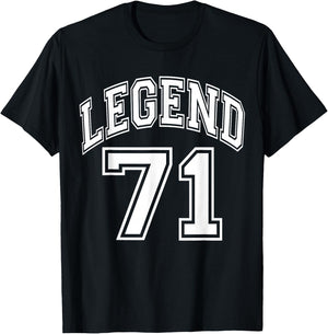 Legend 71 Years Old Number Team 71st Birthday Graphic T-Shirt - T-Shirt | Black