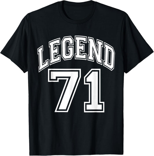 Legend 71 Years Old Number Team 71st Birthday Graphic T-Shirt - T-Shirt | Black