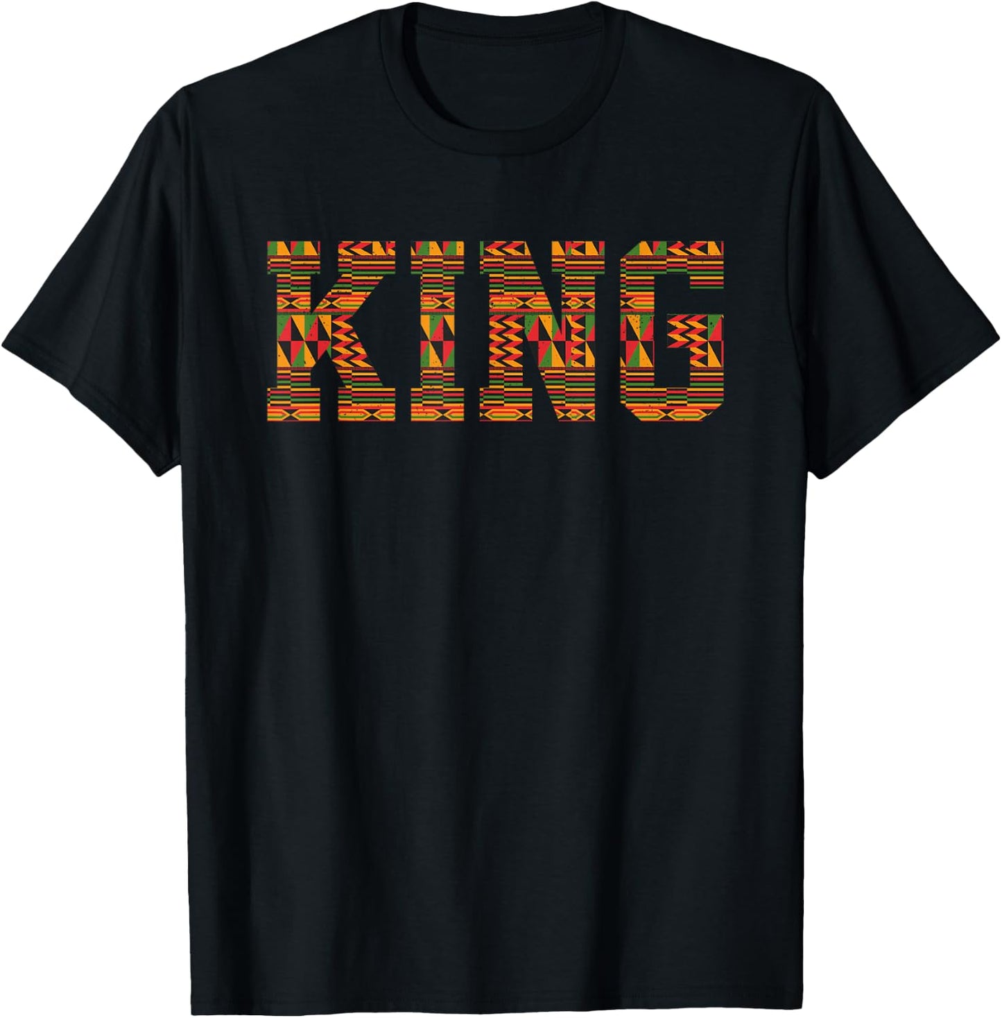 African King Art For Boys Men Afro Kente Cloth African Print T-Shirt - T-Shirt | Black