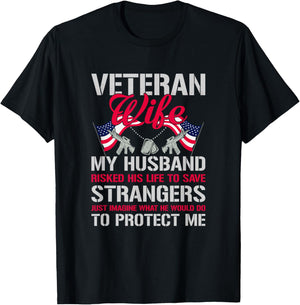 Veteran Wife USA Veterans Day US Army Veteran Mother's Day T-Shirt - T-Shirt | Black