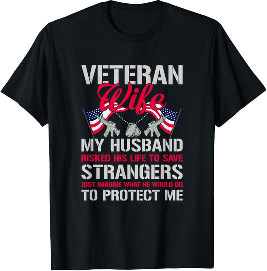 Veteran Wife USA Veterans Day US Army Veteran Mother's Day T-Shirt - T-Shirt | Black