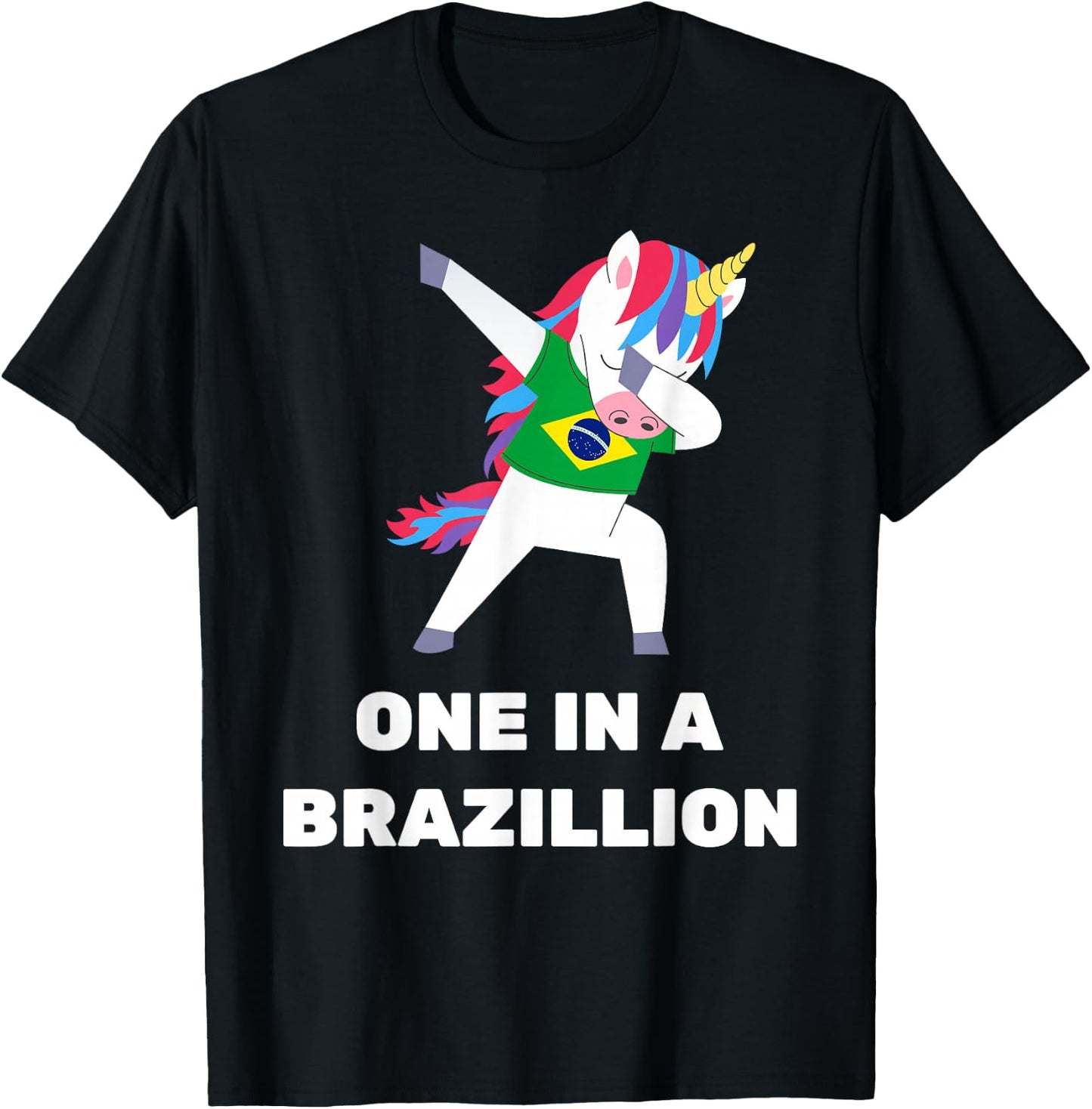 Funny Brazilian Unicorn Brazil Flag Brasil T-Shirt - T-Shirt | Black