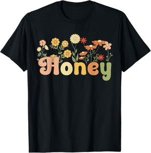 Groovy Honey Grandmother Flowers Honey Grandma T-Shirt - T-Shirt | Black