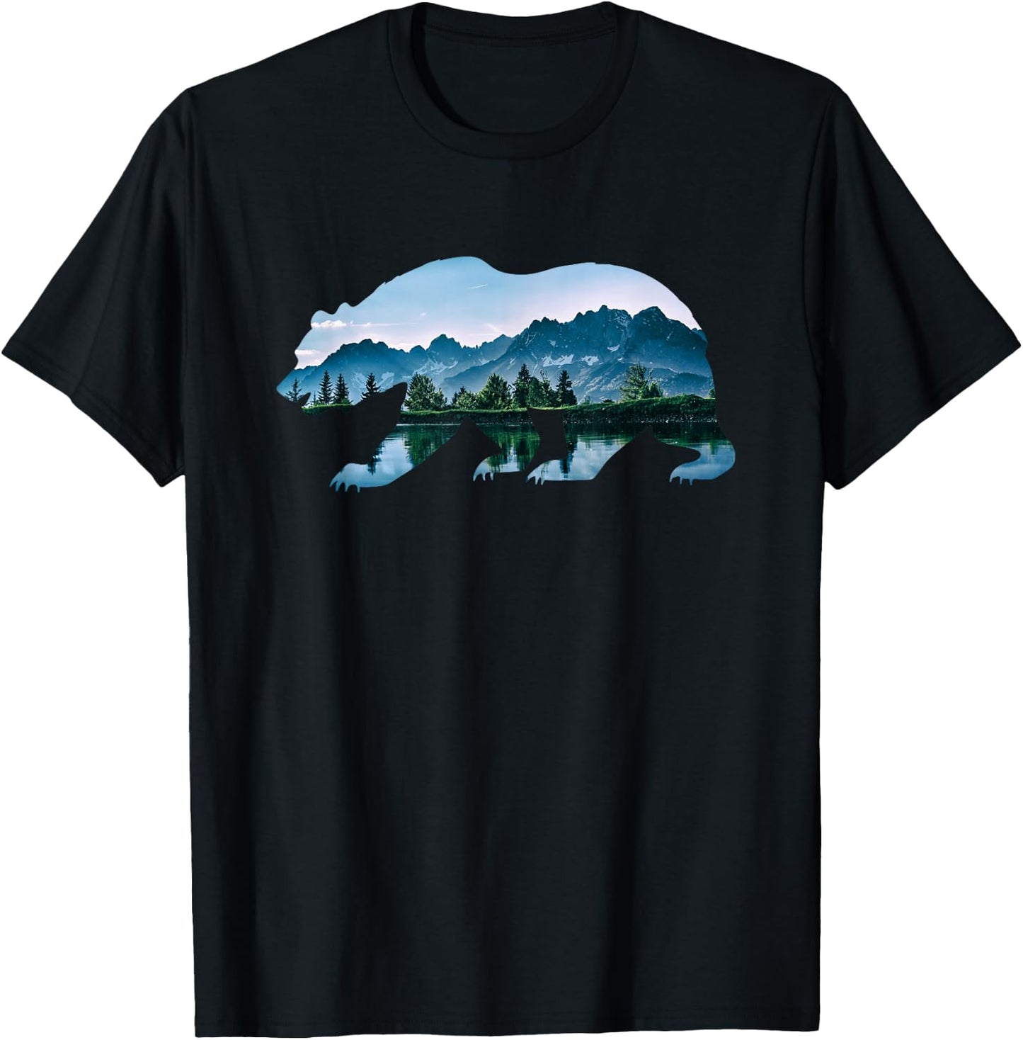 Bear Vintage National Park Bear Wildlife Mountains T-Shirt - T-Shirt | Black