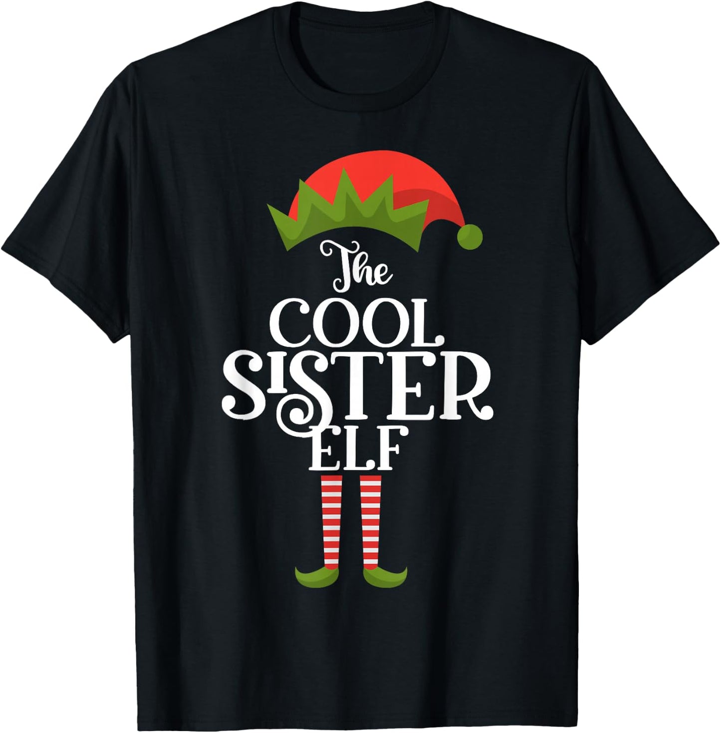 Sister Elf Xmas Funny Family Matching Group Christmas T-Shirt - T-Shirt | Black