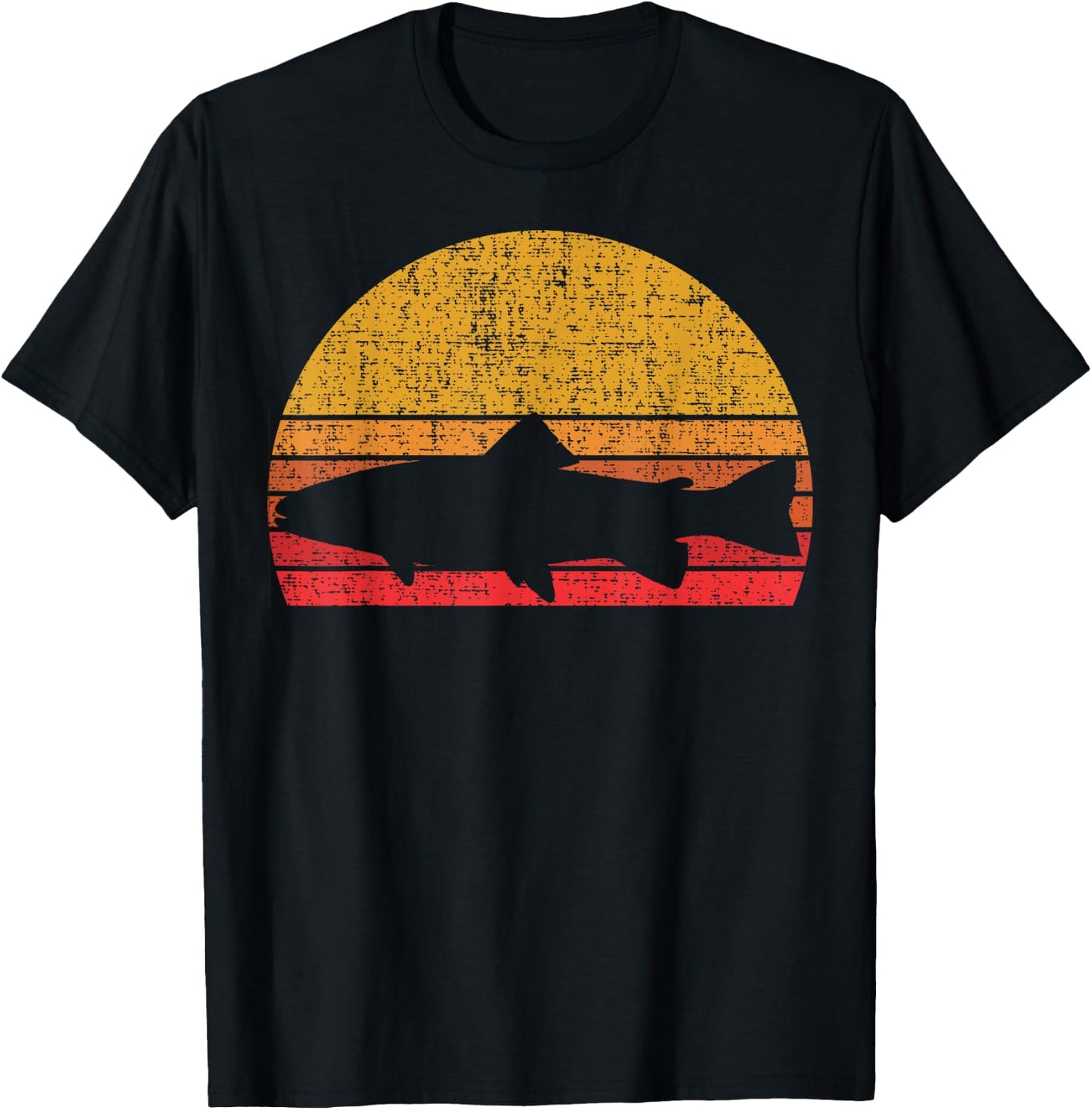 Steelhead Fishing Retro Trout Fisherman T-Shirt - T-Shirt | Black