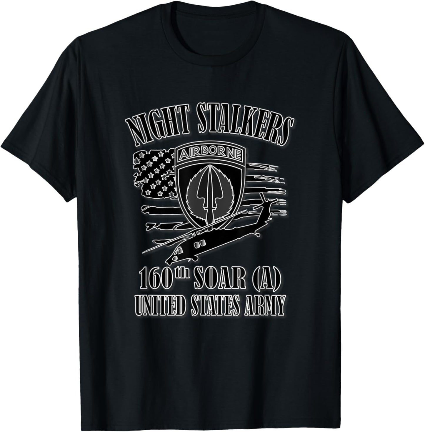 U.S. Army 160th SOAR- Airborne (Front Design) T-Shirt - T-Shirt | Black
