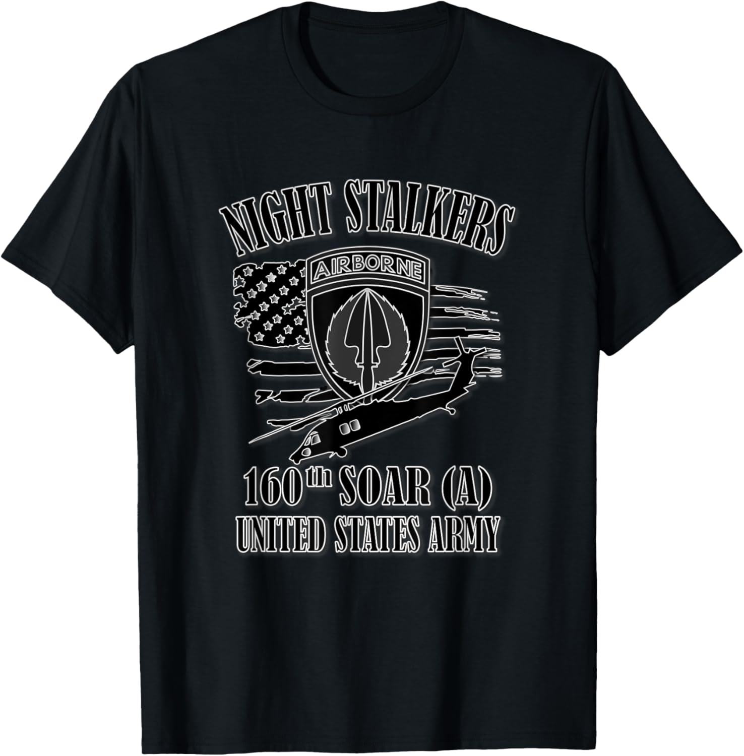 U.S. Army 160th SOAR- Airborne (Front Design) T-Shirt - T-Shirt | Black
