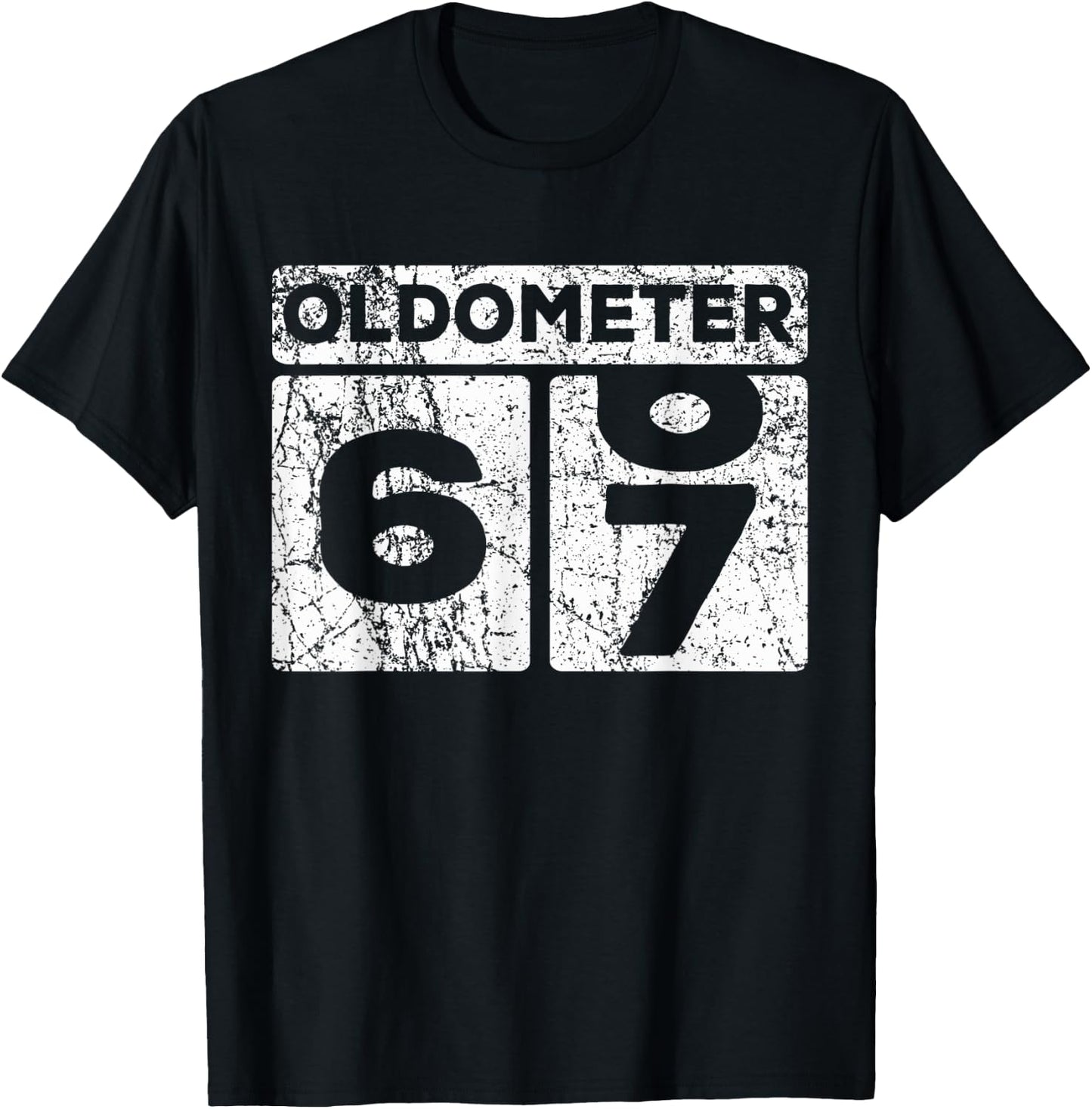 Oldometer 66-67 Car Odometer Funny 67th Birthday T-Shirt - T-Shirt | Black