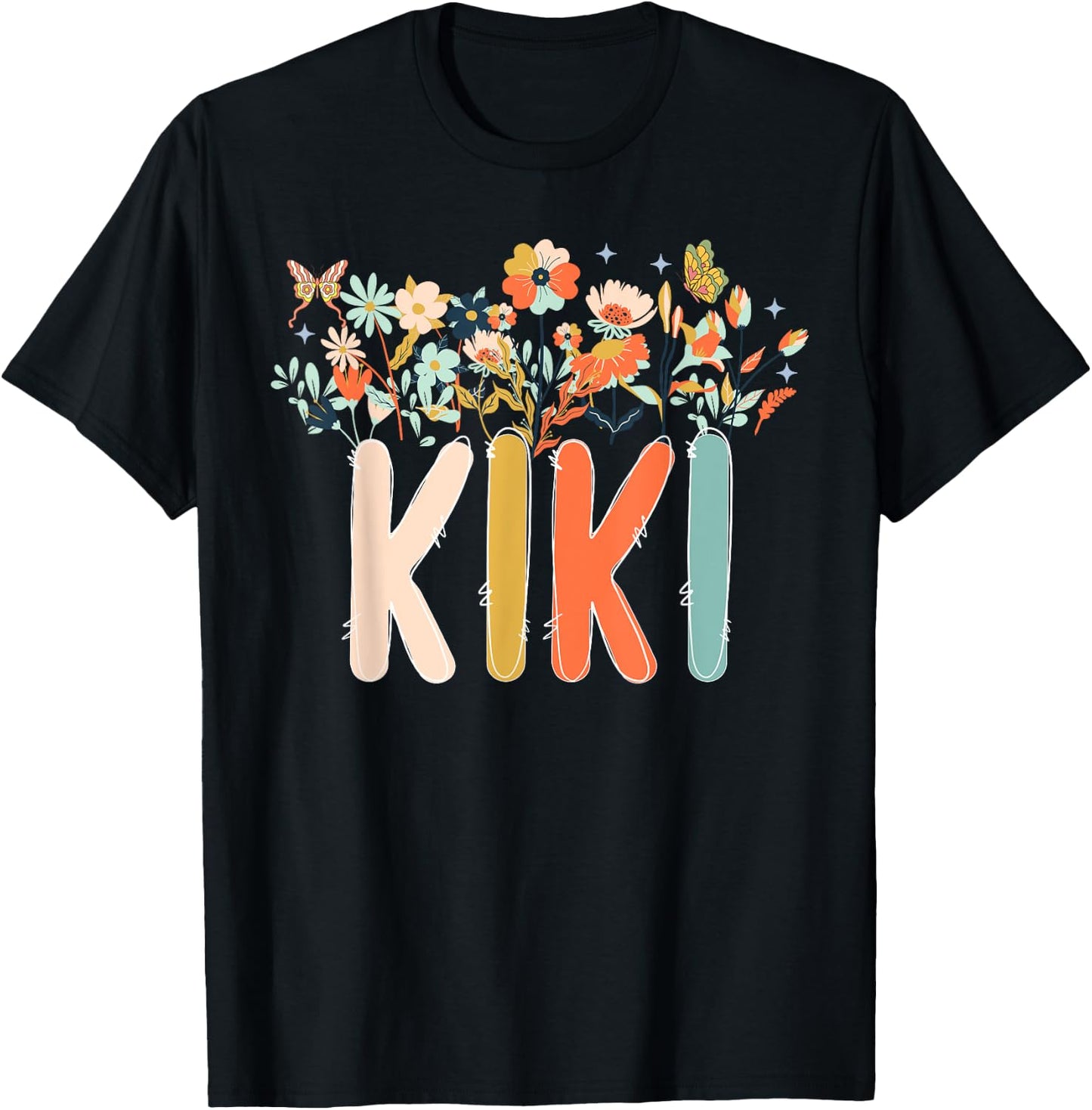 Kiki Flowers Kiki Grandmother Kiki Grandma Appreciation T-Shirt - T-Shirt | Black