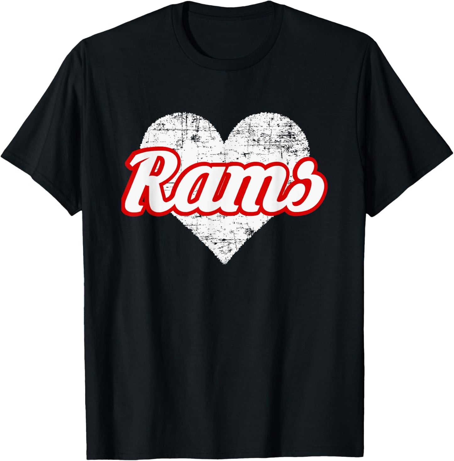 Edgewood Rams Over Heart T-Shirt - T-Shirt | Black