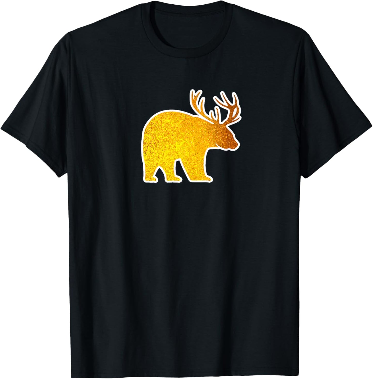 Bear with Deer Antlers Funny Beer Lover Spirit Animal T-Shirt - T-Shirt | Black