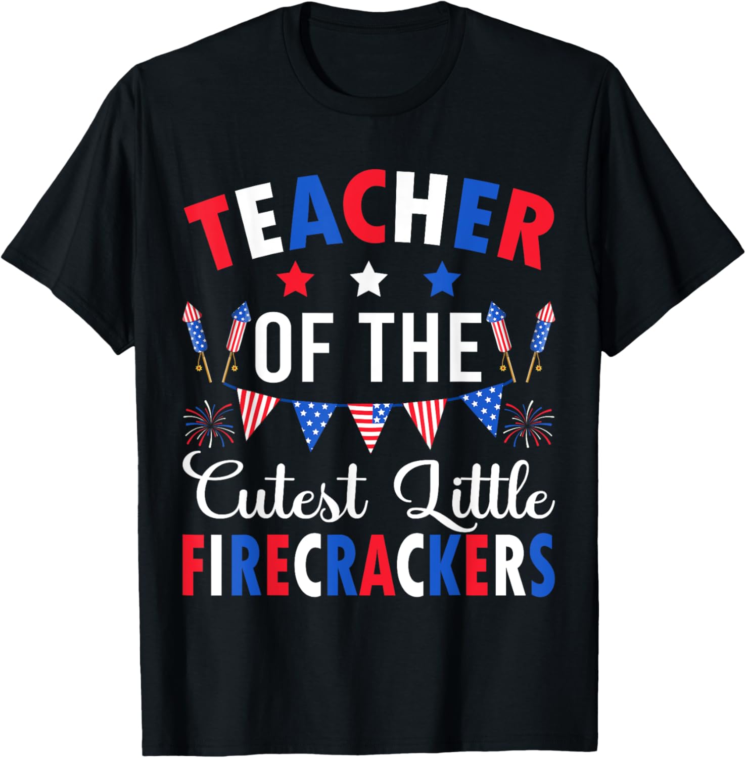 Teacher Of The Cutest Little Firecrackers 4th July Teacher Women T-Shirt - T-Shirt | Black