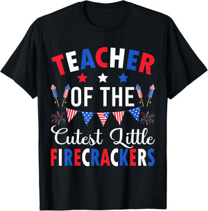 Teacher Of The Cutest Little Firecrackers 4th July Teacher Women T-Shirt - T-Shirt | Black